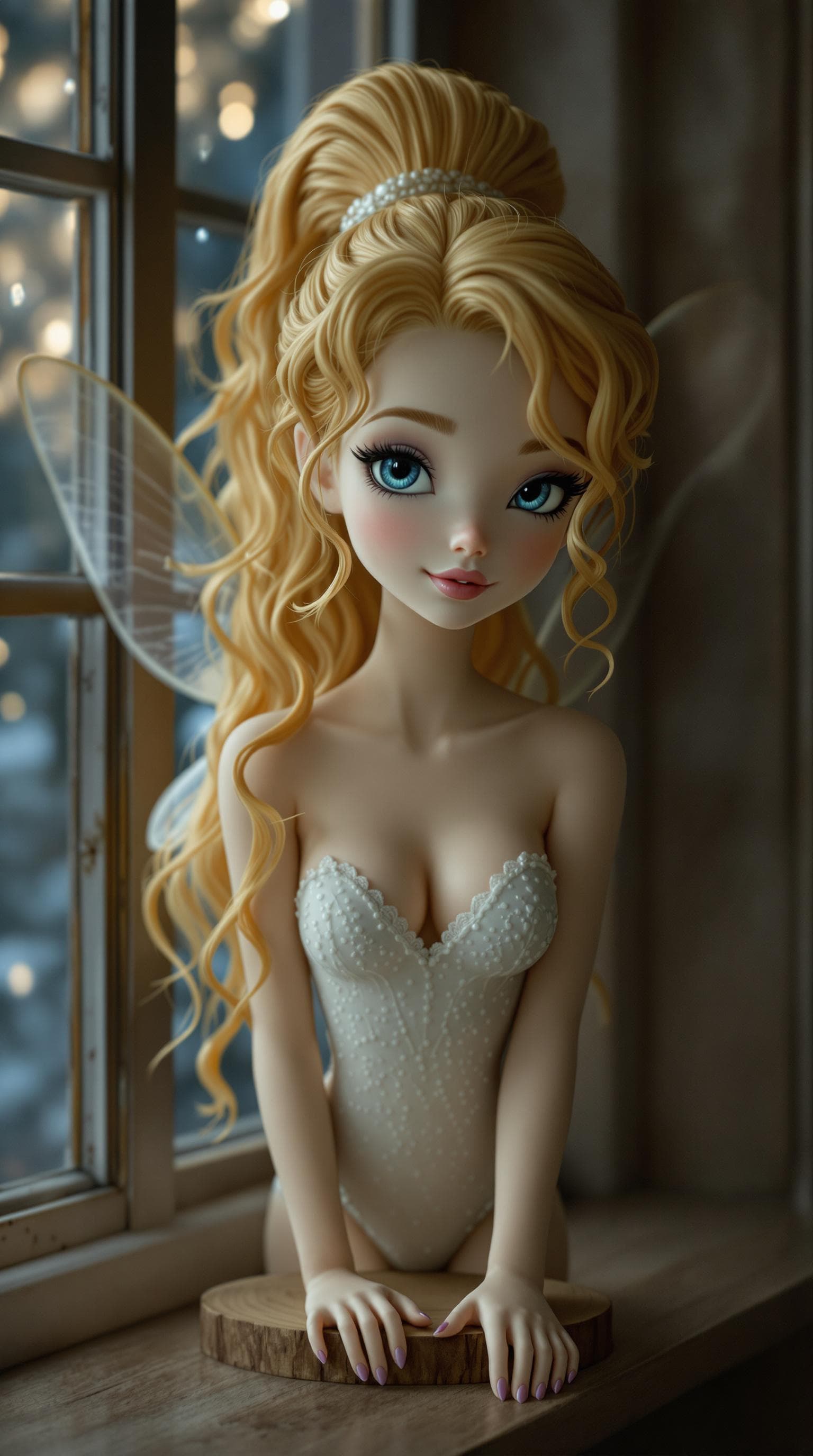AI generated: a professional photo of a exceptionally beautiful porcelain figurine (16 inch figurine), of a (young...