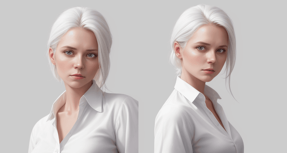 AI generated: a woman in a white shirt is posing for a picture, a character portrait by Johan Lundbye, featured on...