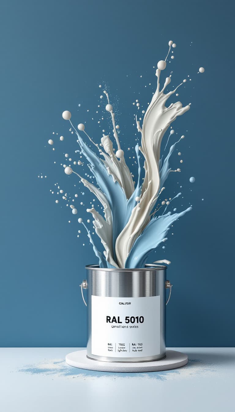 AI generated: A professional product shot of interior wall paint in a sleek metallic paint bucket, placed against ...