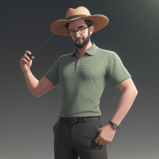 AI generated: a men,  transparent background, showing the whole body,  wearing a green polo collar shirt, black pa...