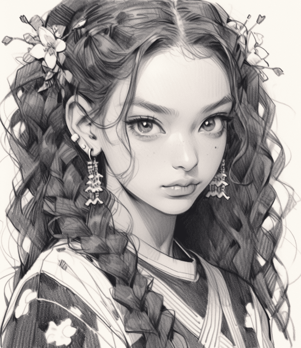 AI generated: sketching on ivory paper with charcoal pencil, in the style of realistic hyper-detailed portraits, d...