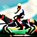 AI generated: elon musk and on a horse and elon musk points his into the distance, photo
