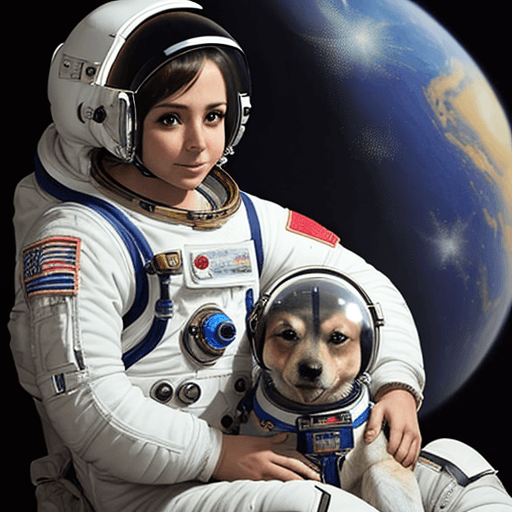AI generated: perro vestido de astronauta en el espacio
