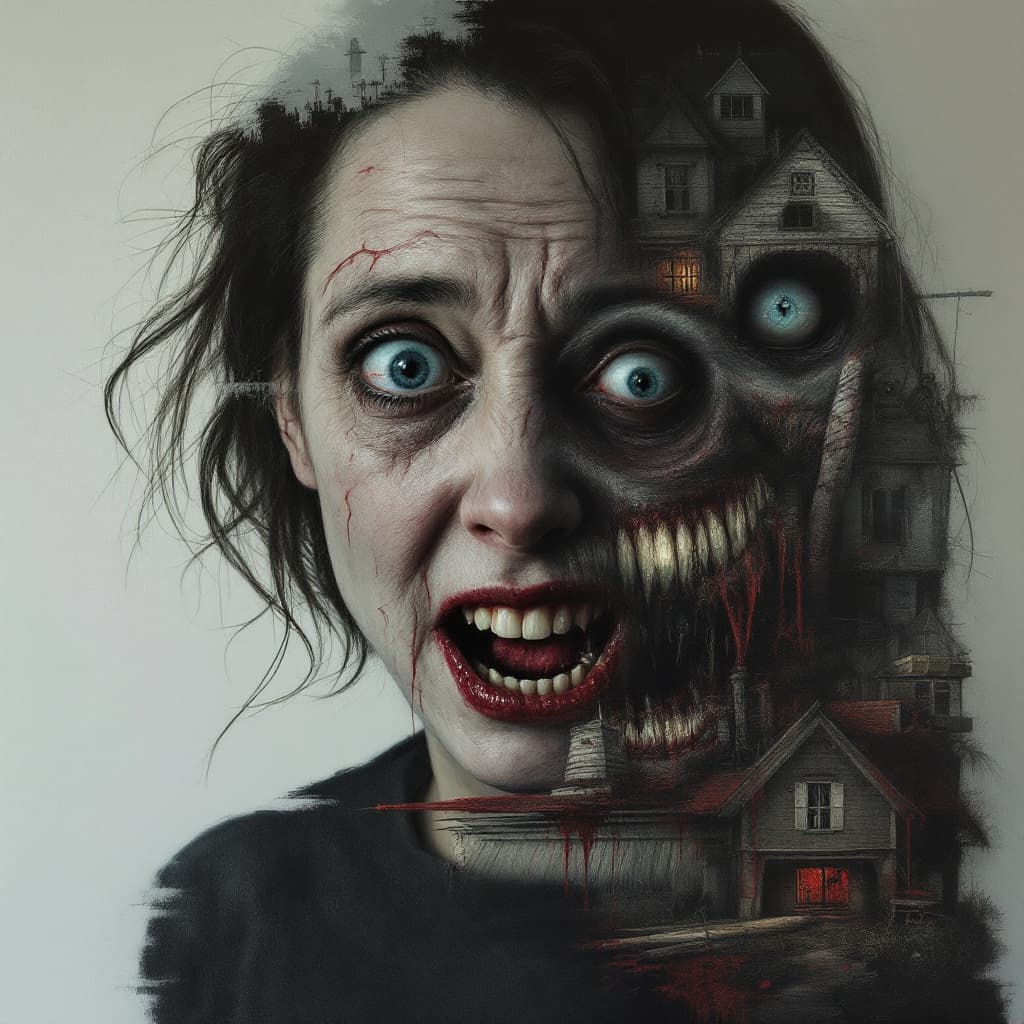 AI generated: An award-winning, psychologically charged double exposure oil painting that encapsulates the chillin...