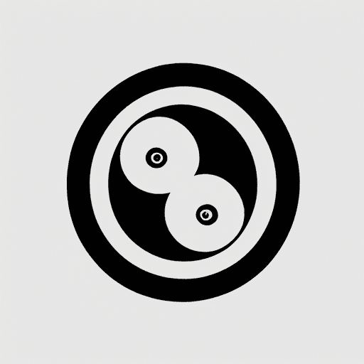 AI generated: A drawing of a Yin Yang Bagua Diagram in one-line drawing, figure outline only, single line, simple,...