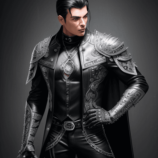 AI generated: male super hero named The Whip, Hispanic, black hair, no symbol, using two whips ((intricate silver ...