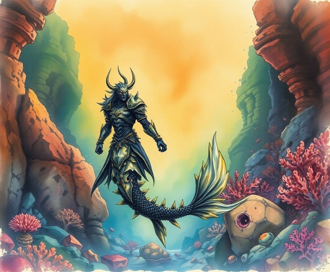 AI generated: watercolor ink wash illustration featuring, bold rich underwater coral gradients and colors
 The ov...