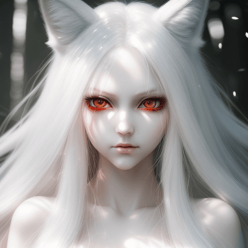 AI generated: (((Fox girl, long white hair, red eyes))), ((top quality)), ((masterpiece)), ((perfect face)), (supe...