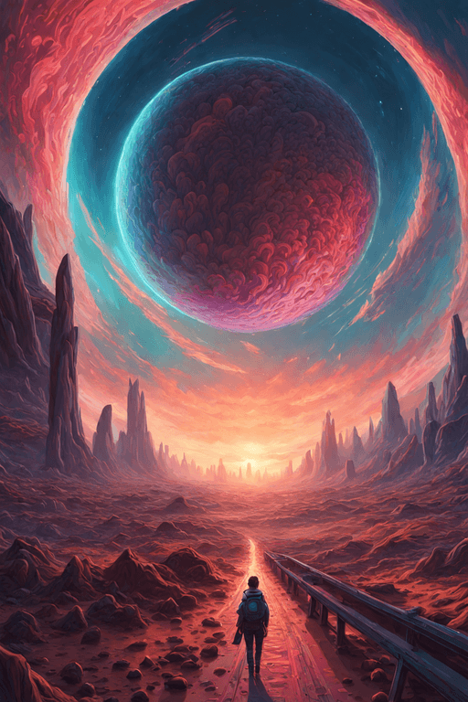AI generated: beautiful alien landscape,sci fi, painting on canvas,beautiful,ultra detailed,fantastic,hyper realis...