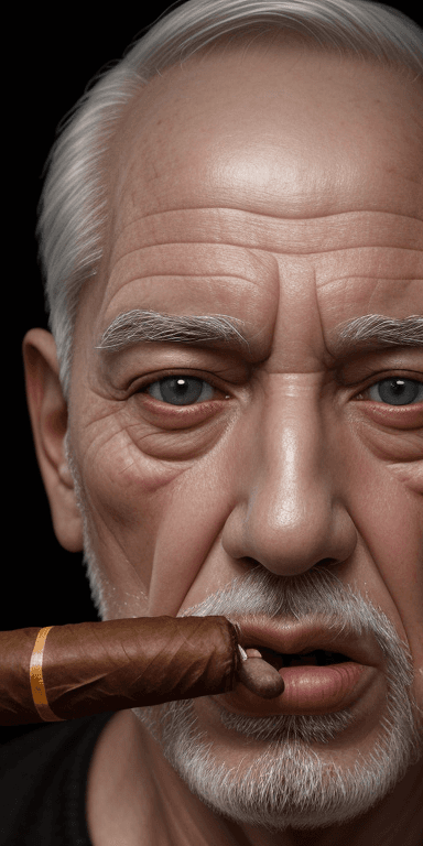 AI generated: Hyper Realistic portrait of Old Man with a Cigar, symmetrical eyes, (aegyo sal:1) , (eyelashes:1.1) ...