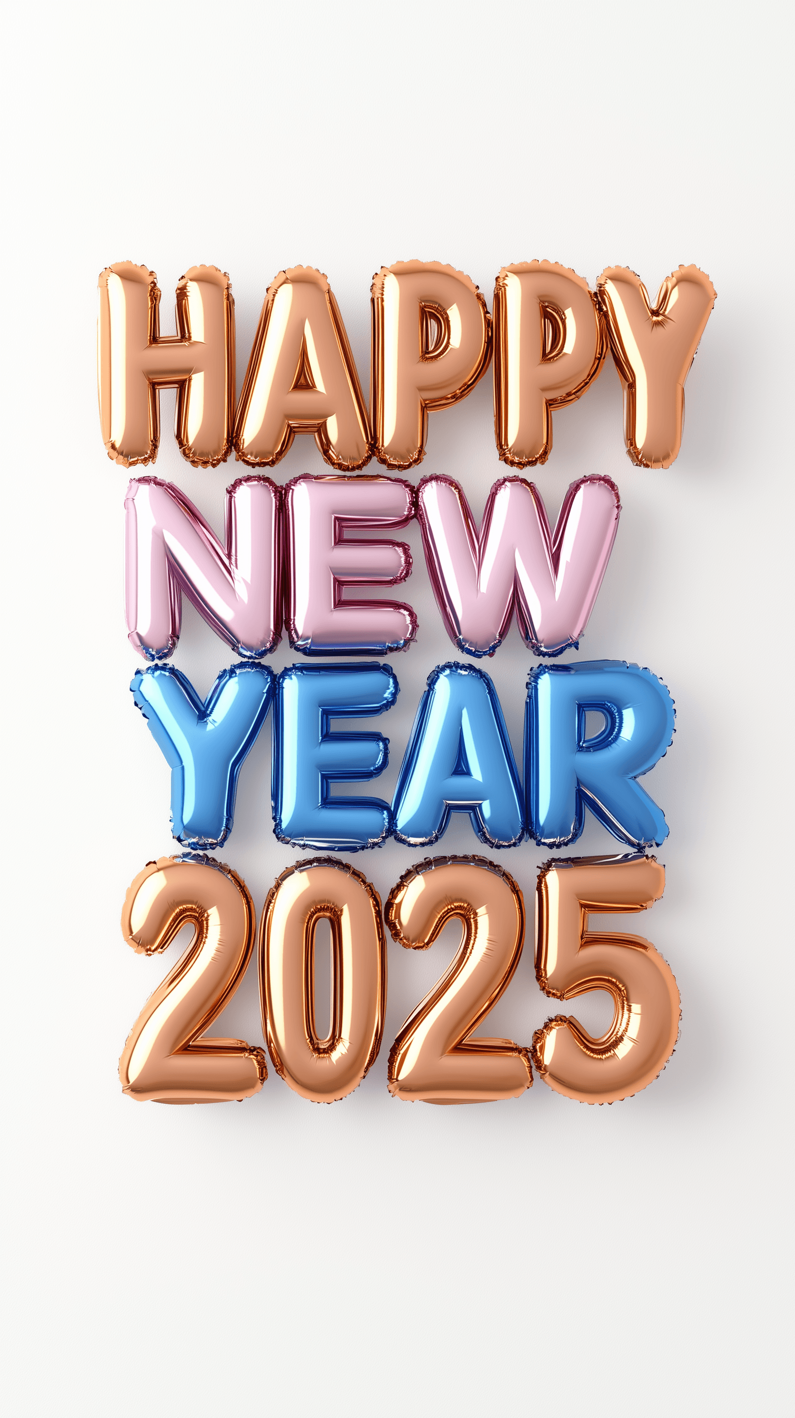AI generated: photorealistic, high resolution rendering, balloon of lettering, "HAPPY NEW YEAR 2025", used color i...