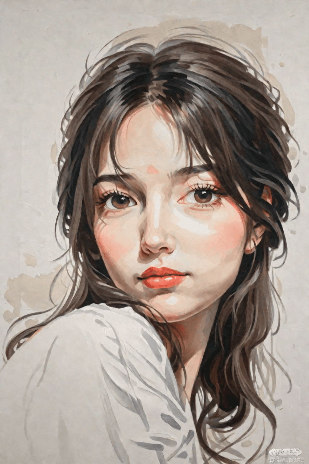AI generated: fine oil painting, masterpiece, best quality, beautiful girls head, simple , central composition, Wh...