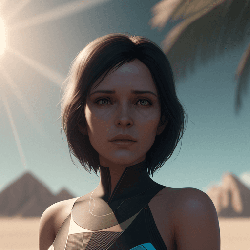 AI generated: twenty year woman in the sun. Octane render, trending on artstation, t symmetrical artwork. cinemati...