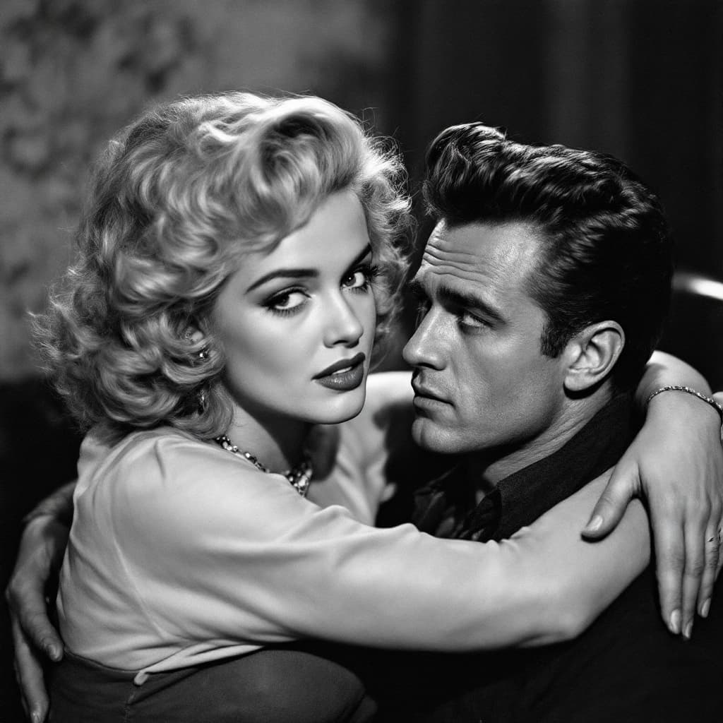 AI generated: Marilyn Monroe and James Dean during the Cuban missile crisis.