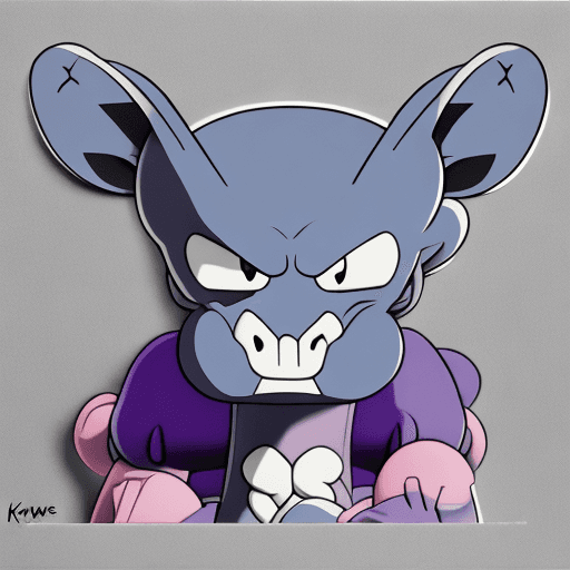AI generated: Kaws style Mewtwo face NFT