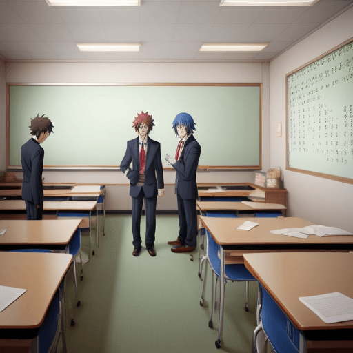 AI generated: charachter in managa anime style japanese 
men in school classroom


