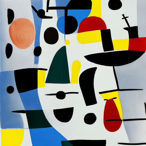 AI generated: A closeup painting in the style of Joan Miro depicting a minimal abstract illustration, white backgr...