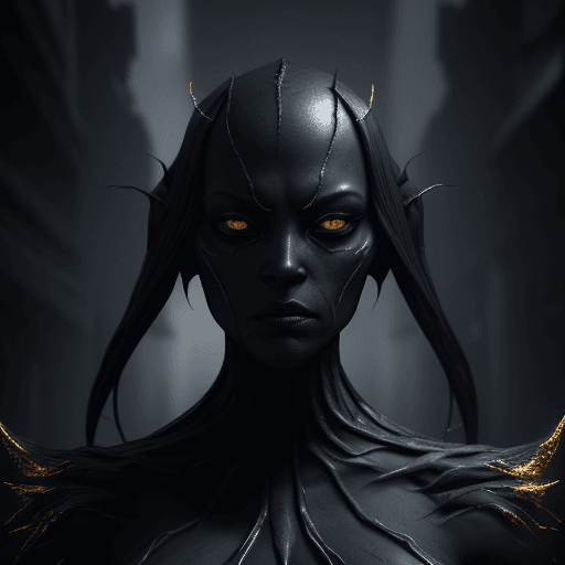 AI generated: A Photo of A dark creature, sombre appearance, in the style of boss, invisible face, black face, gen...