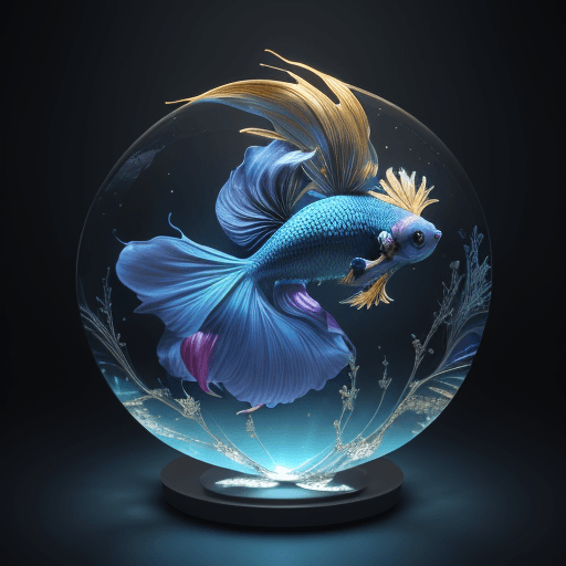 AI generated: A captivating 3D render of an anime-style betta fish, emanating an aura of regal magnificence. the b...