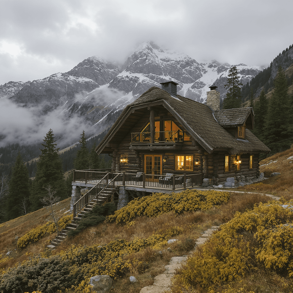 AI generated: cozy house in the mountains