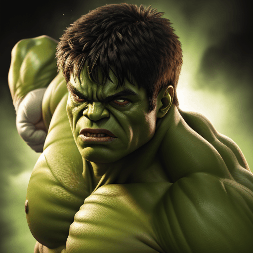 AI generated: Hulk with human skin, boxing 4 k ultra HD 
