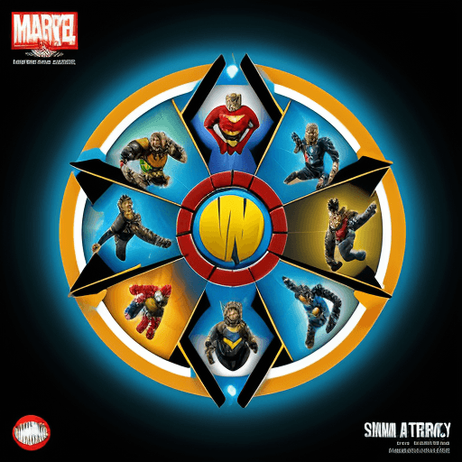 AI generated: team of superheroes that represent idea of synergy, work together