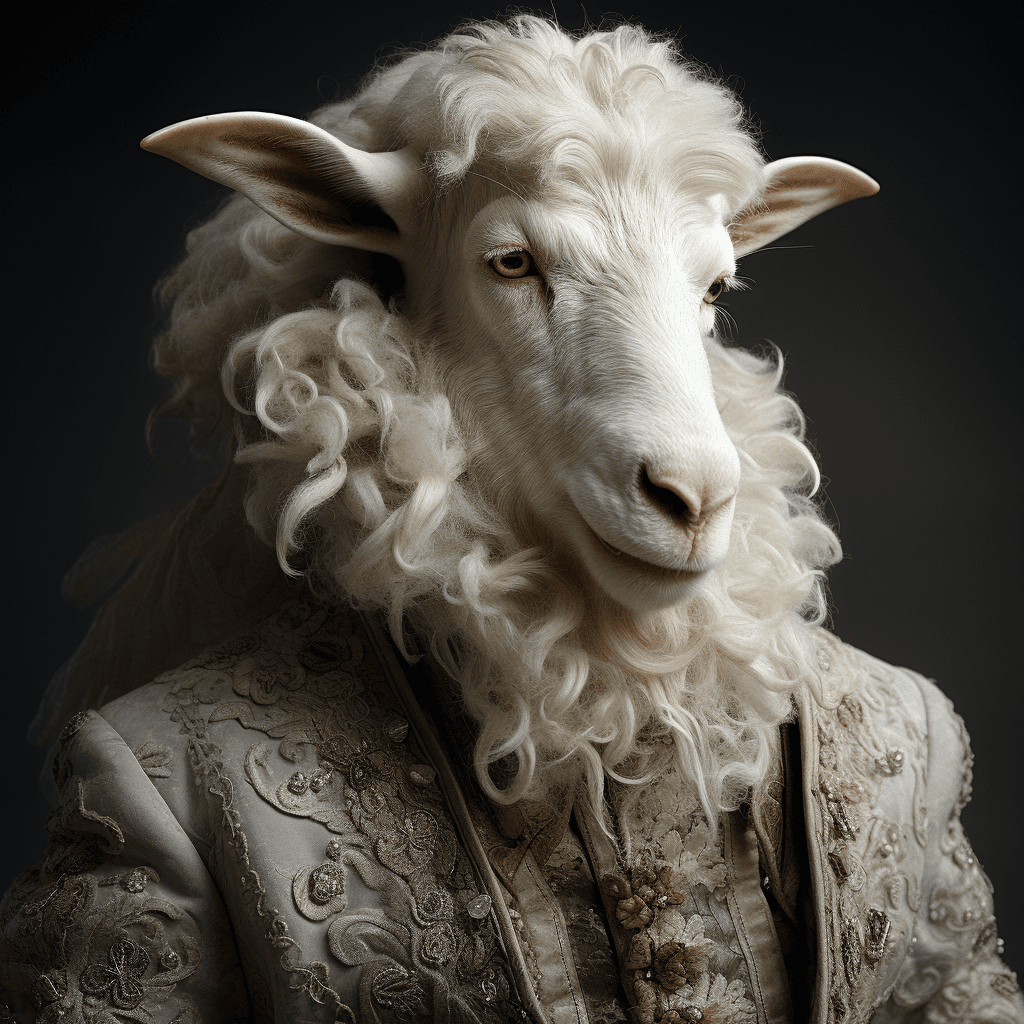AI generated: Fashion photography, anthropomorphic [animal] photo, 1900s renaissance clothing, fantasy, insanely d...