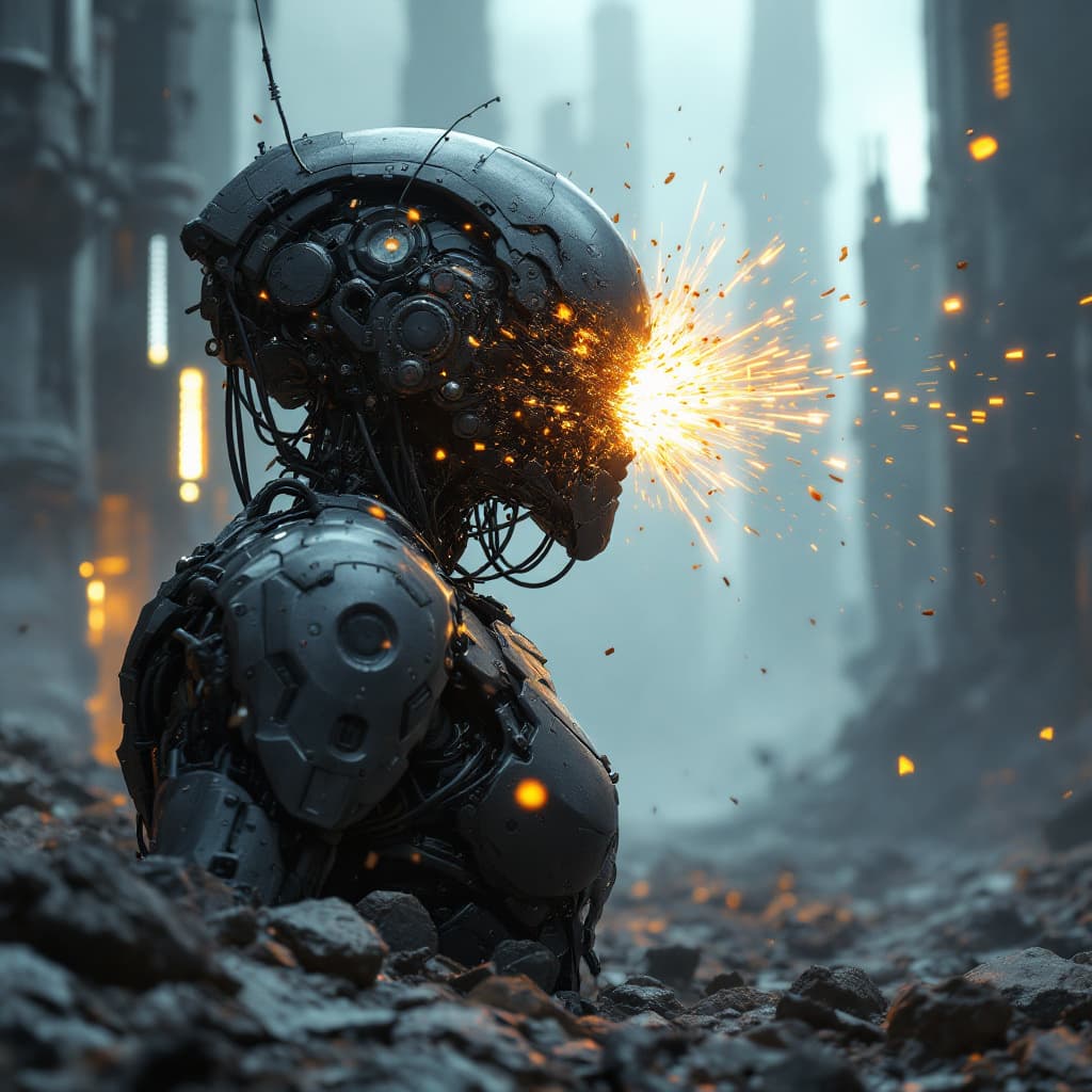 AI generated: 3d rendering, side shot, full-body, strange body with complex system equipment with hyper detail rob...