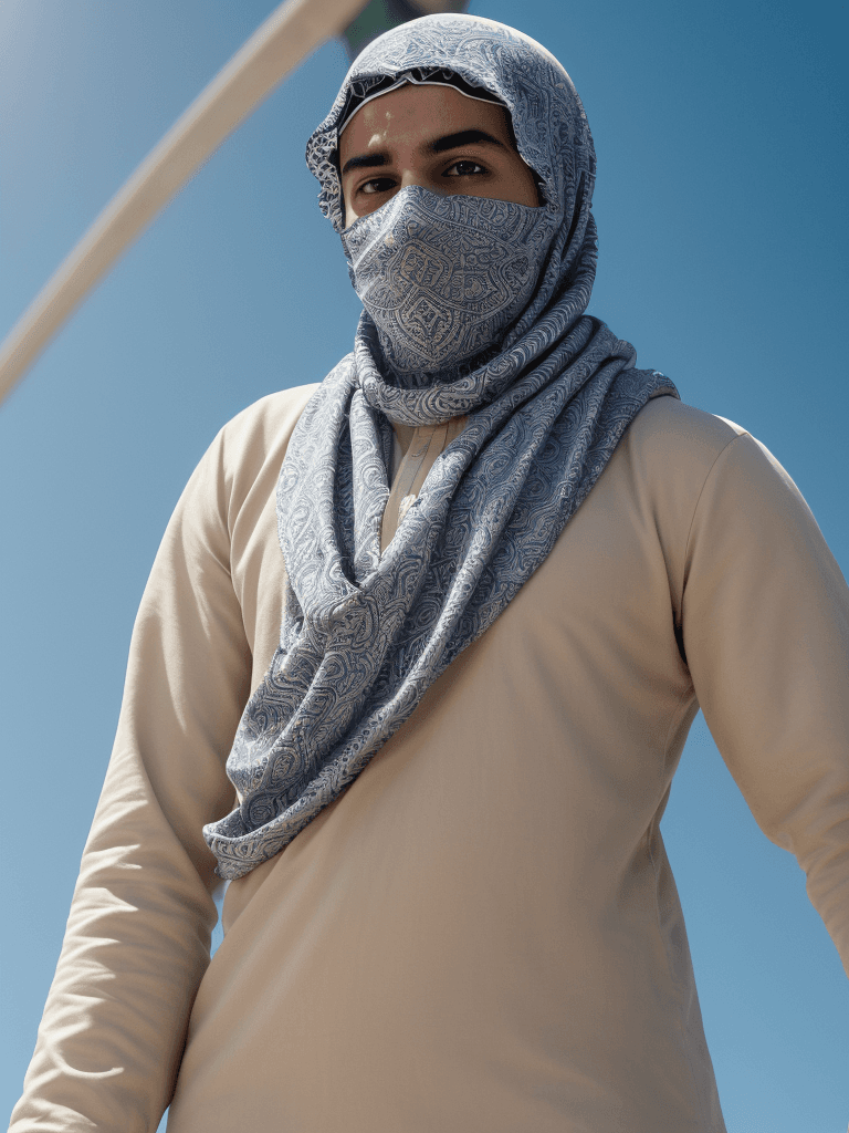 AI generated: portrait of young male muslim dressing balaclava in Rio de Janeiro, ultra realistic, 8k full HD, low...
