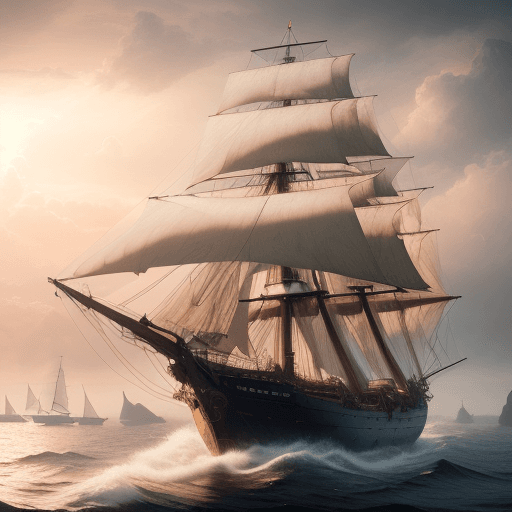 AI generated: Photo of a ultra realistic sailing ship, dramatic light, pale sunrise, cinematic lighting, battered,...