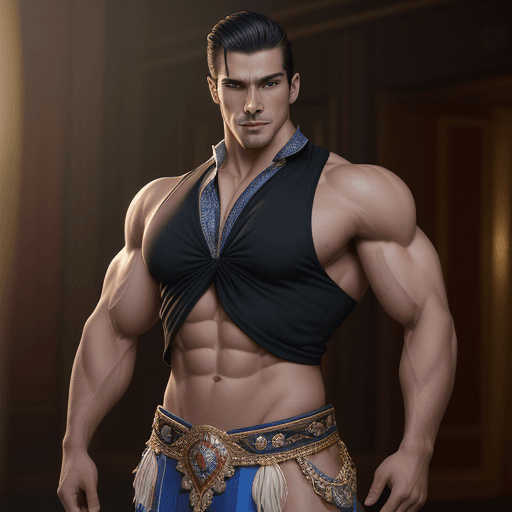 AI generated: elegant, handsome, charro, fit, abs, show mid, show muscles, tank top, Russian, man, no blemishes, m...