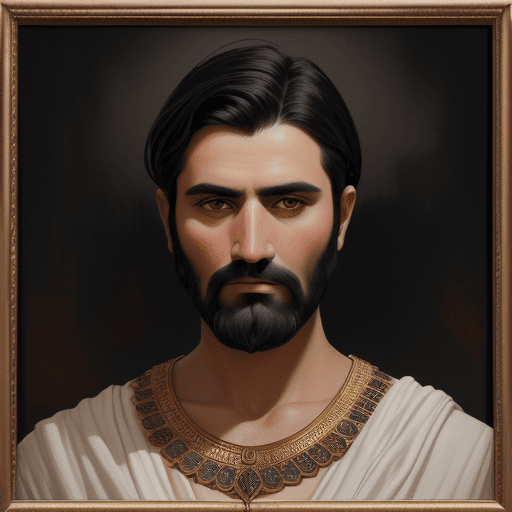 AI generated: a painting of a dark-haired man, in the style of realistic color palette, arabesque, portraits with ...