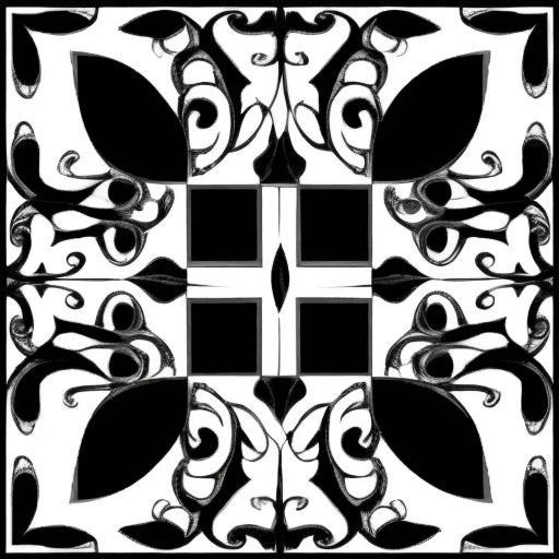 AI generated: square pattern to cashew black and white