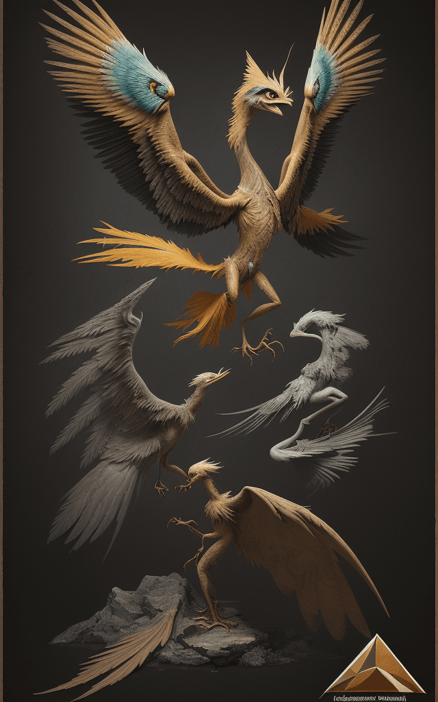 AI generated: An Amorphous Angular Actinic Archaeopteryx, poster art, arabesque, naturalistic technique, Angular A...