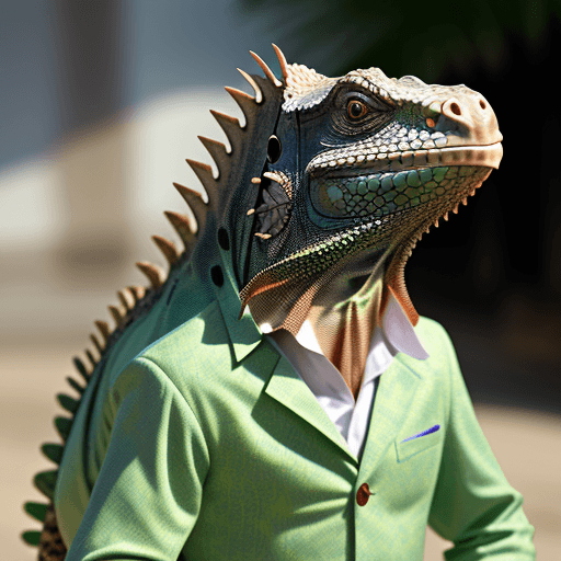 AI generated: iguana having great fashion sense