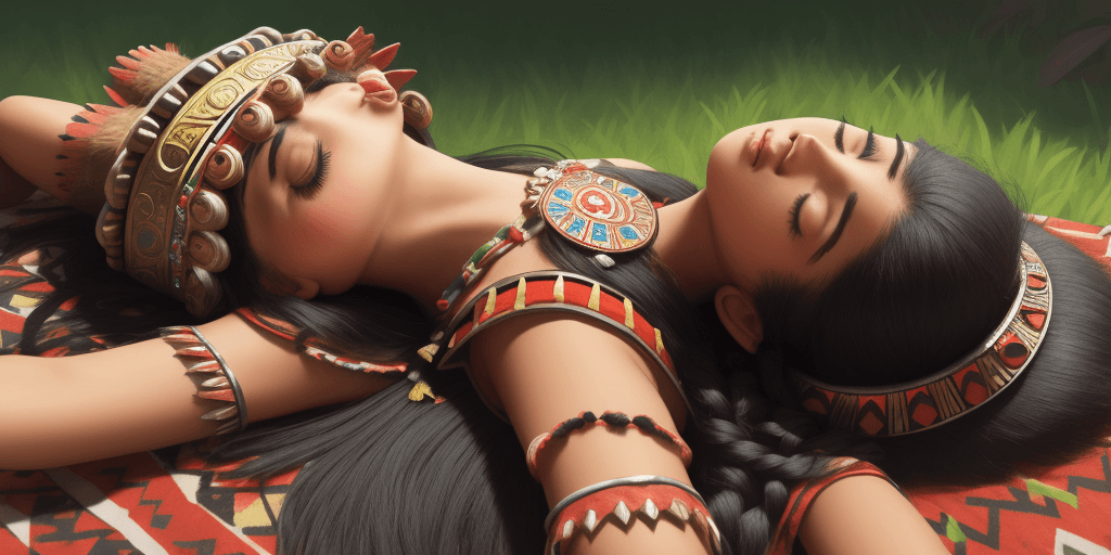 AI generated:  aztec princess asleep on her back