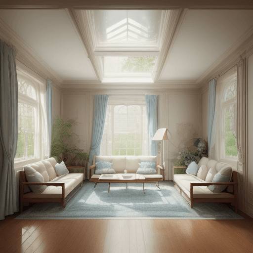 AI generated: High resolution photography interior design, dreamy sunken living room conversation pit, wooden floo...