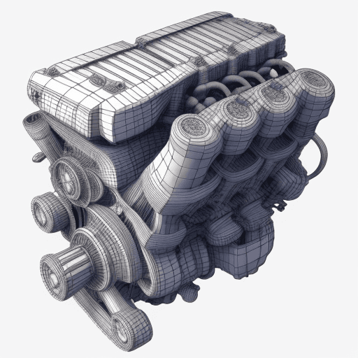 AI generated: 1 piston engine 3d blueprints