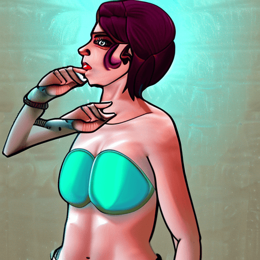 AI generated: Mirrormaiden, big tits, big ass, kissy face, hitting ass, half nude
