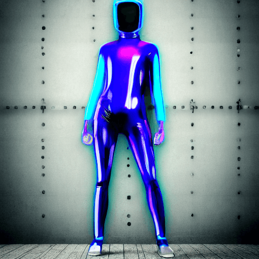 AI generated: futuristic woman from elmopix, fencing athlete, in the style of neon realism, dark cyan, nikita vepr...