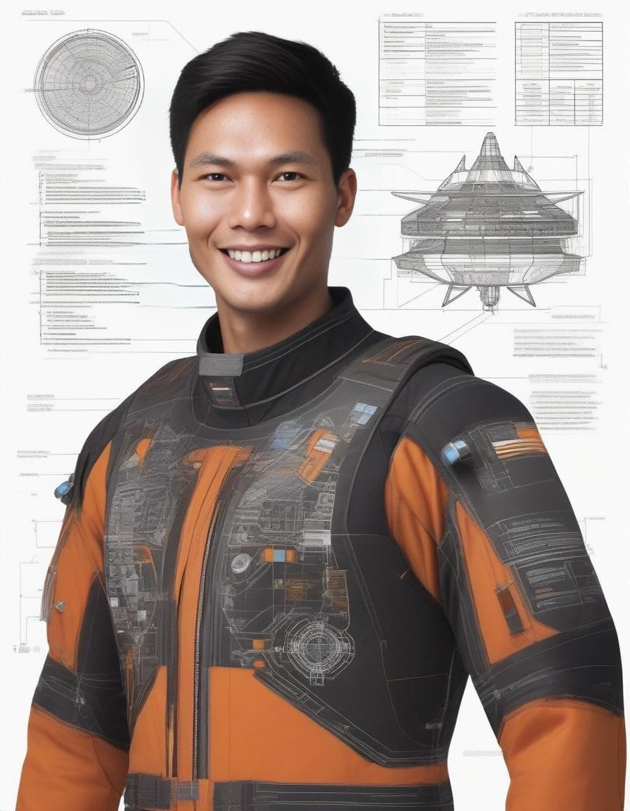 AI generated: Produce a detailed technical illustration of a spacecraft, showcasing a cutaway design that reveals ...