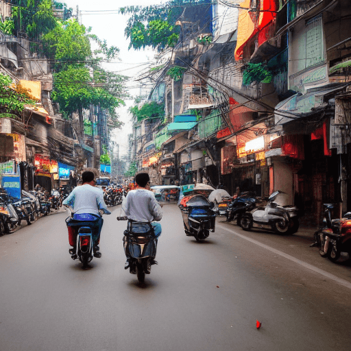 AI generated: a street in Hanoi capital