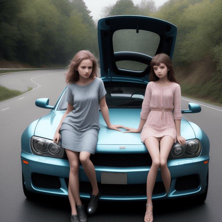 AI generated: girl and car