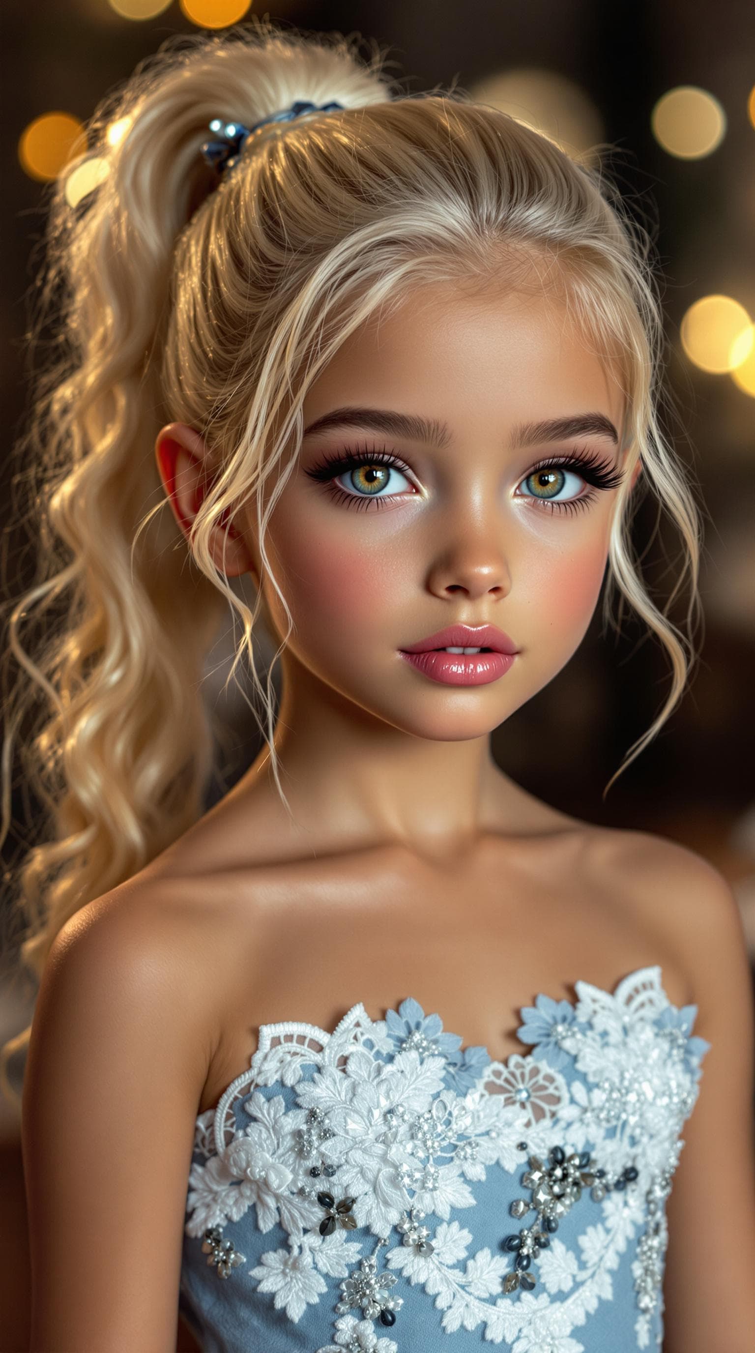 AI generated: a professional photo of a exceptionally beautiful girl in the world (age 7), (seven year old) highly...