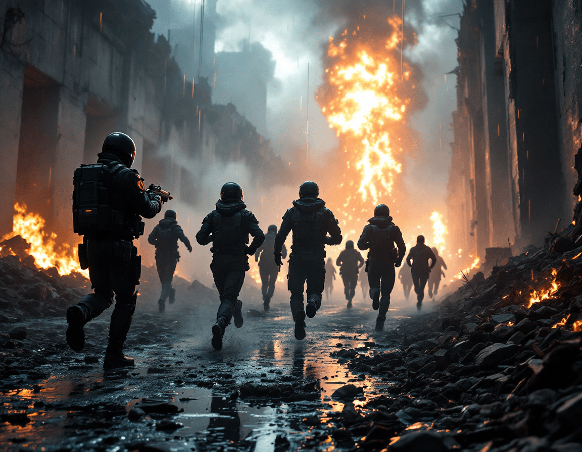 AI generated: Create an emotional dramatic and futuristic dystopian scene in which a number futuristic sci-fi styl...