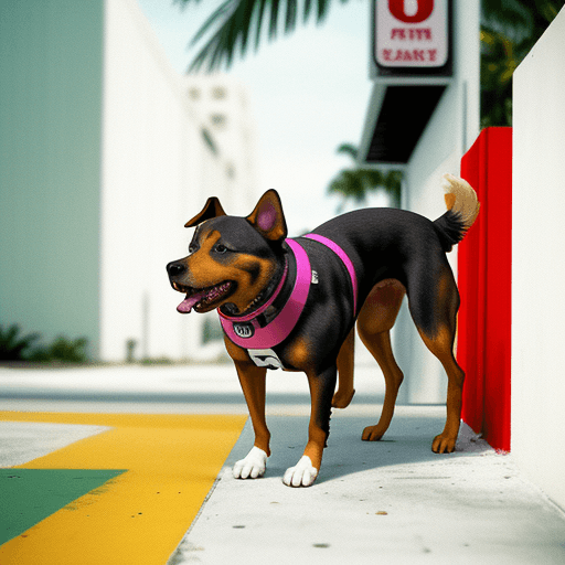 AI generated: dog in 80s Miami Style --ar 9:16
