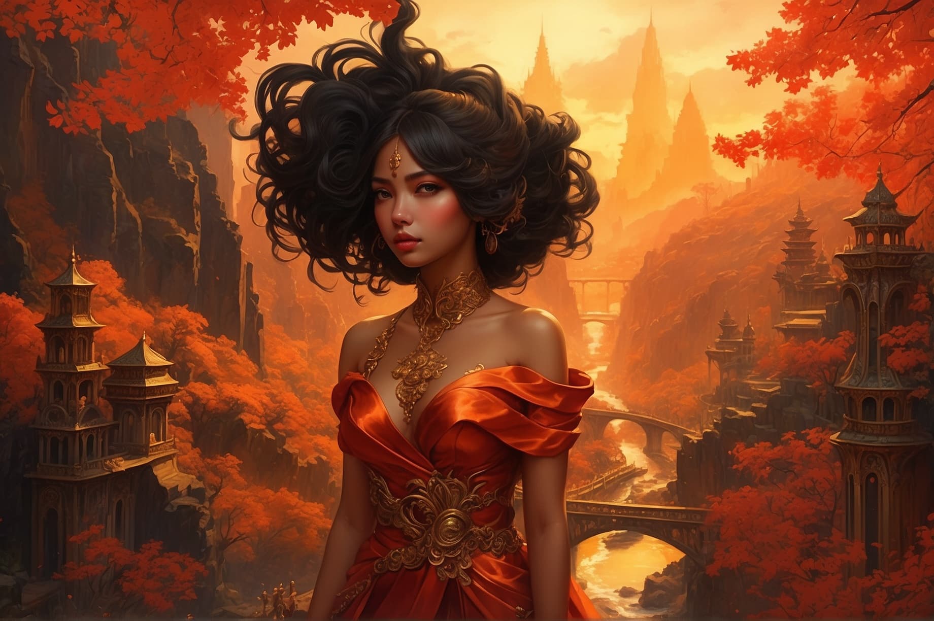 AI generated: A mesmerizing watercolor impressionist masterpiece featuring a fiery red color palette that envelops...