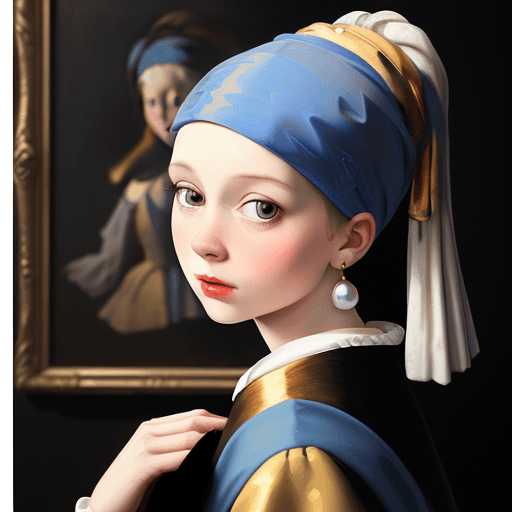 AI generated: a painting of a Girl with a Pearl Earring , inspired by Dutch Golden Age painting, The appearance of...