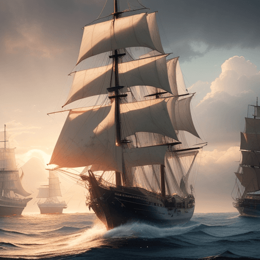 AI generated: Photo of a ultra realistic sailing ship, dramatic light, pale sunrise, cinematic lighting, battered,...