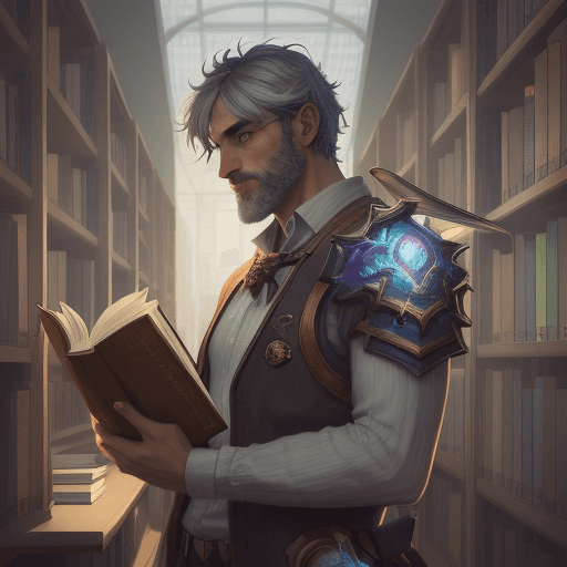 AI generated: man with a book in his hand at the library, full of lights <lora:xl_more_art-full_v1:0.7> <lora:add-...